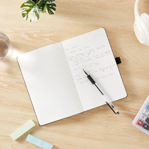 Image of Amazon Basics Classic Lined Notebook, Hardcover, 240 Pages, Pen Holder, 5 inch x 8.25 inch, Black, 24 Pack, Unbranded (MOD SKU: NH130210120V-R)