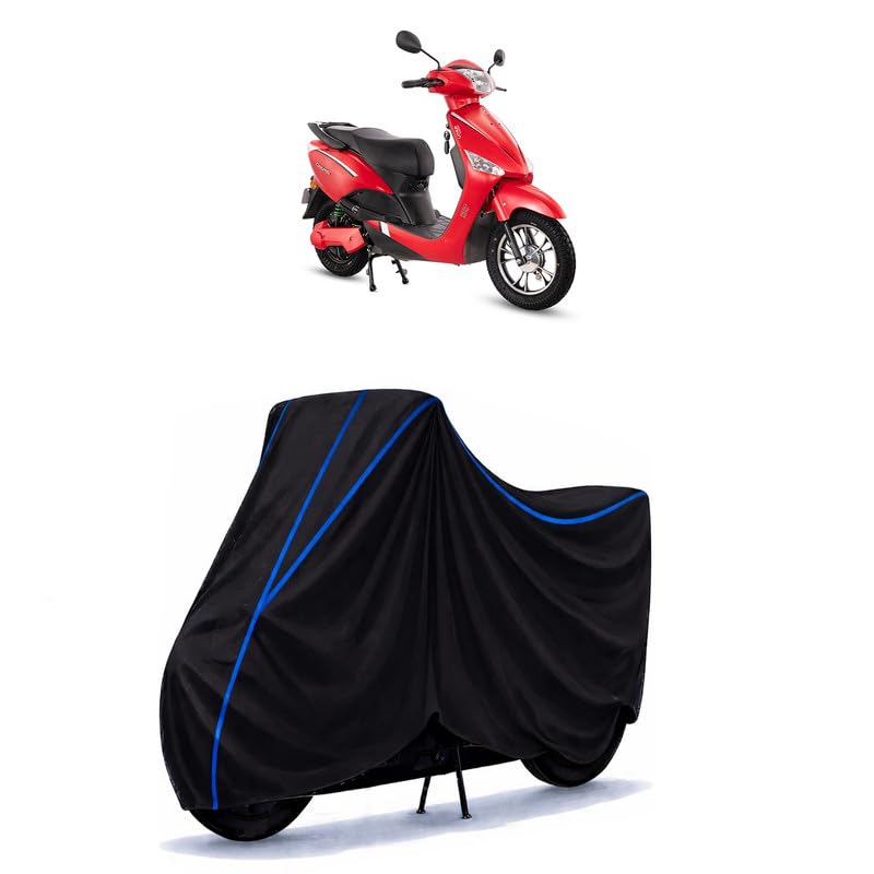 Image of Scooty Cover Water Resistant for Optima Li Electric BS6 | Universal Scooter & Bike Cover | Heavy Duty UV Dust, Rain & Scratch Protection Weather Indoor Outdoor | Black with Blue Piping