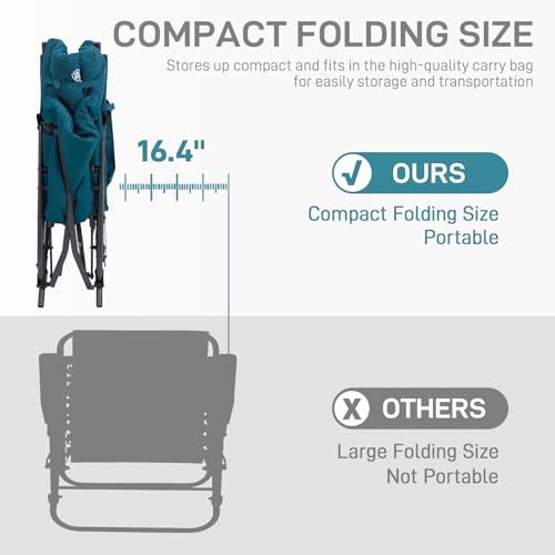 EVER ADVANCED Oversized Folding Rocking Camping Chair, Padded Portable Rocker Chair for Patio, Lawn and Outdoors, Heavy Duty Hard Armchair for Adults Supports 400lbs, Green by EVER ADVANCED - Image 5