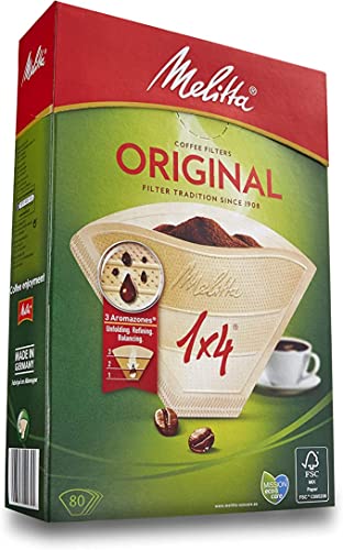 Melitta Filter Coffee Machine with Integrated Ceramic Grinder with 11 Settings, Adjustable Strength & 6658076 Pack Original Size 1x4, 80, Filter Coffee Makers, Brown, Paper