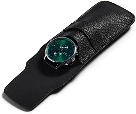 Woodten Single Watch Gift Pouch Portable Travel Watch Bag for Men and Women PU Leather Watch Storage Box (Black) 1 Woodten Single Watch Gift Pouch Portable Travel Watch Bag for Men and Women PU Leather Watch Storage Box (Black)