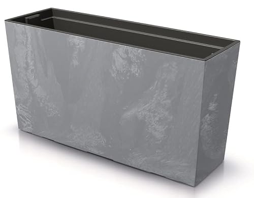 Preisvergleich Produktbild Blumenkasten Blumenkübel Blumentopf Pflanzkasten Balkonkasten Beton Optik Pflanzgefäß Middle 77cm x 41cm mit Pflanzeinsatz (Dunkelgrau Beton)