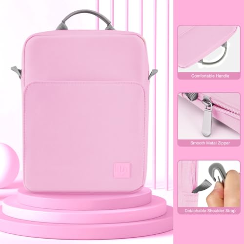 Image of Dadanism 9-11 Inch Tablet Sleeve Bag Carrying Case with Shoulder Strap for iPad (A16) 11 inch, iPad 10th Gen 10.9 inch, iPad Air M4 /Pro M5 11 inch, iPad 9 /8 /7th 10.2 inch, Galaxy Tab A11+ Plus 11 inch, Flowers Pink