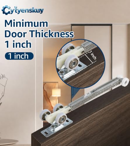 Kit de rodillos para puerta corredera empotrada bidireccional con cierre suave | con ruedas de bolas de nailon, compatible con kits Johnson 1060 y 1062, y rieles de series 100/134F/138F/2610F, ruedas triplas de bolas de nailon de 2 pulgadas miniatura 2