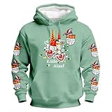 QJDFLL Kapuzenpullover mit Karnevals Grafikprint lässiger Fleece Pullover für Streetwear und Alltagskomfort kostüme faschingskostüme kostüm lustig Herren Karneval(Light Grün,4XL)