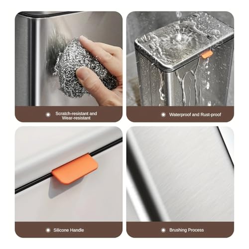 Caneca de basura de cocina para pared, acero inoxidable miniatura 6