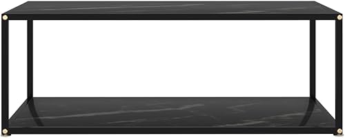 Miniatura 3 de Mesa de centro negra de 39.4 x 19.7 x 13.8 pulgadas de vidrio templado para sala de estar, mesas auxiliares, mesa de centro para sala de estar,