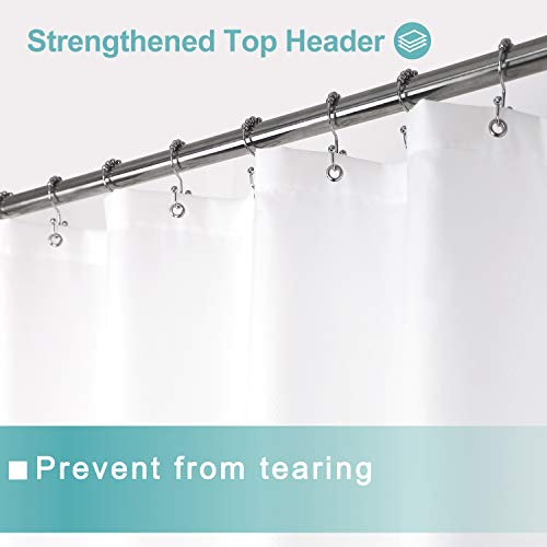 Mrs Awesome Waterproof Long Fabric Shower Curtain Liner, Suction Cups Included, 72 X 78 Inch, Machine Washable Cloth Shower Curtain For Bathroom, 72X78, White #TOP4