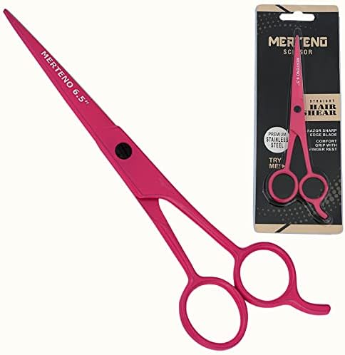Professional Hair Cutting Scissors 6.5 inch Extremely Very Sharp Right-Hand Razor Edge Barber Scissors for Men and Women, Hair Cutting Shears Made of 420c Stainless Steel (Hot Pink)