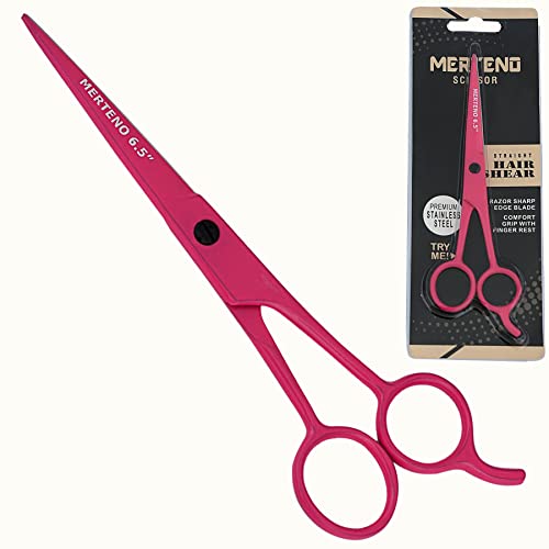Professional Hair Cutting Scissors 6.5 Inch Extremely Very Sharp Right-Hand Razor Edge Barber Scissors For Men And Women, Hair Cutting Shears Made Of 420C Stainless Steel (Hot Pink) #TOP1