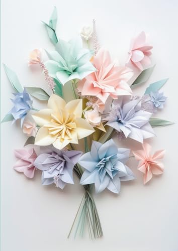 Notizbuch DIN A4, liniert, Motiv Origami Blumenstrauß