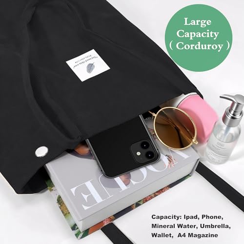Bolso Tote de Pana para Mujer Pequeño con Bolsillo Interno miniatura 3
