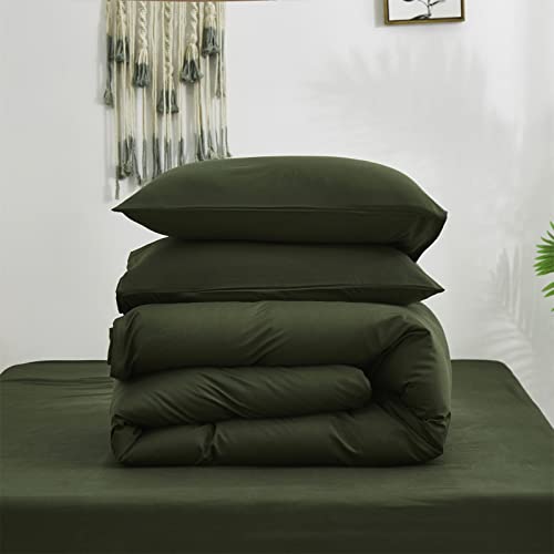 Cottonight Army Green Comforter Set King Men Green Bedding Comforter Set Olive Green Solid Blanket Quilts Modern Soft Breathable 3 Piece Hunter Green Blackish Green Comforter For King Bed #TOP5