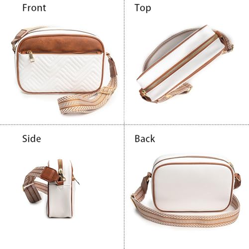 Fashion Crossbody Bags for Women Vegan Leather Quilted Crossbody Purses Shoulder Bag with Wide Strap3