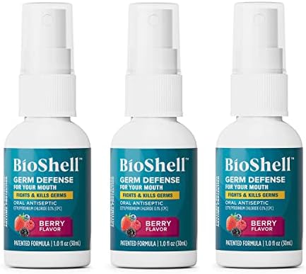 BioShell Germ Defense for Your Mouth, 1 fl. oz, (Pack of 3) | Fights and Kills Germs I Oral Antiseptic I Berry Flavor