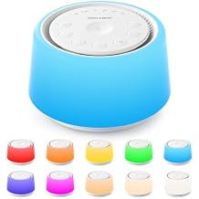 White Noise Machine with Night Light, 30 Soothing Sounds Portable Sound Machine for Baby and Adults, 10 Color Night Light, 5 Timer Options, Memory Function,Compact for Travel White