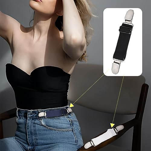 Mozeat Lens 6 Pcs Adjustable Hip Elastic Belt, Elastic Band for Sewing Pant Waist Tightener Pant Elastic Belt Clip Women Men Back Cinch for Jeans Pants Dresses2