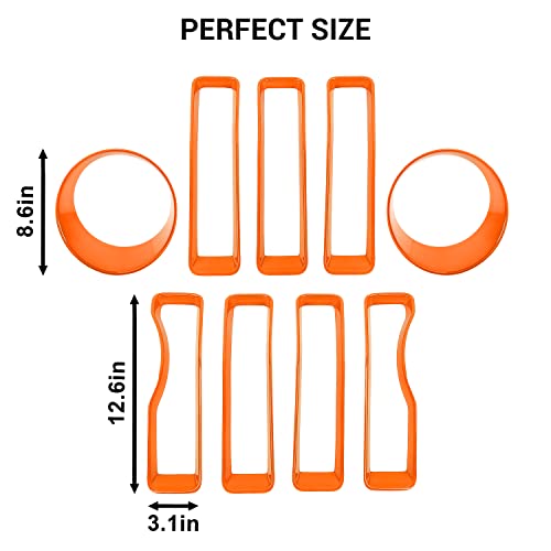 Grille Inserts & Headlight Cover For 2018-2023 Jeep Jl Sport & Sport S Only (Orange) #TOP2
