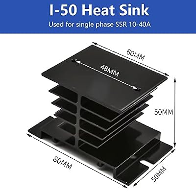 I-50 Heat Sink SSR Aluminum Dissipation for Single Phase Solid State Relay 10A-40A, Free Mounting Screws