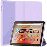 funda para kindle fire hd 6 Funda delgada para tablet Amazon Kindle Fire HD 10 y 10 Plus (10.1 pulgadas 13ª/11ª generación 2023/2021), funda de piel sintética con soporte triple, parte trasera transparente, doble ángulo, carcasa con encendido y apagado automático, morado claro
