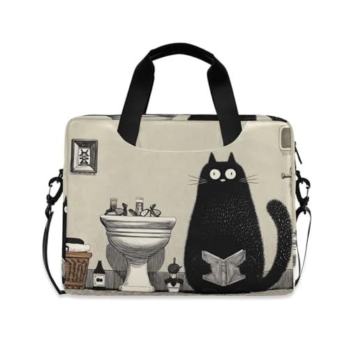 Maletín para portátil con estampado de gato divertido miniatura 1