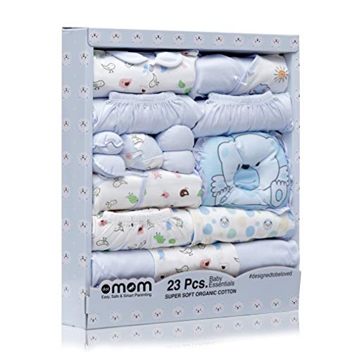 DOTMOM-Newborn-Clothes-100-Cotton-Gift-Set-for-Baby-Shower-Blue-Pack-of-23