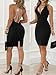 Floerns Women's Deep V Neck Halter Bodycon Dress Chain Backless Night Out Holiday Dresses Black Small
