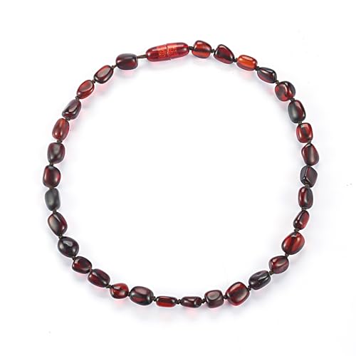 ELEGAMBER Baltische Bernstein Schmuckset, Halskette und Armband, Mehrfarbiger Bernstein in Gelb und Braun (Rot, 45cm)