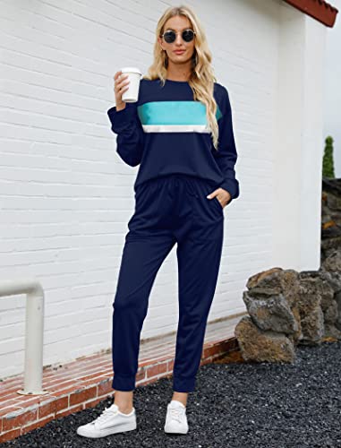 Image of Bofell Lounge Sets for Women 2 Piece Fall Outfits 2023 Fashion Trending Now Sweatsuits Tracksuits with Pockets Loose Fit
