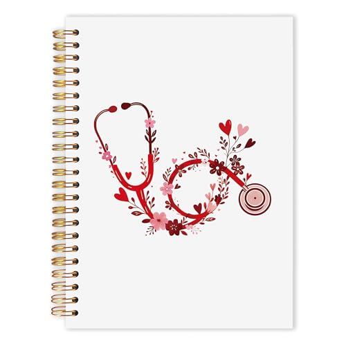 IAFQWDS Nurse Doctor Notebook Journal, Nurse Doctor Appreciation Gifts, Nurses Week Gifts, Floral Nurse Stethoscope Nursing Medical Hardcover Spiral Notebook 5.5x8.3 Inch, Medical Office Supplies