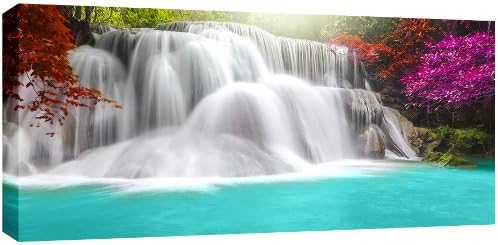 WALL ART INTERIORS Large Thai Waterfall Colourful Box Canvas 113cm x 52cm ready to hang