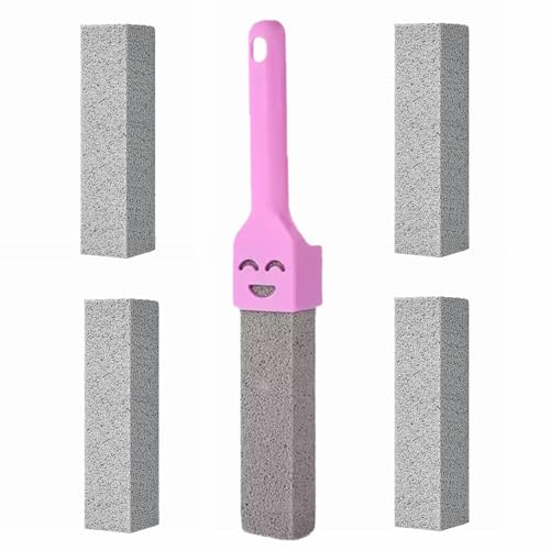 Cuzlarmul Pumice Stone Toilet Bowl Cleaner, Scouring Stick Remove Hard Water Rings, Calcium Buildup, Pumice Stone with Handle for Cleaning Toilet, Oven, Pool, Grill, Bathtubs, 5 Pack, Purple