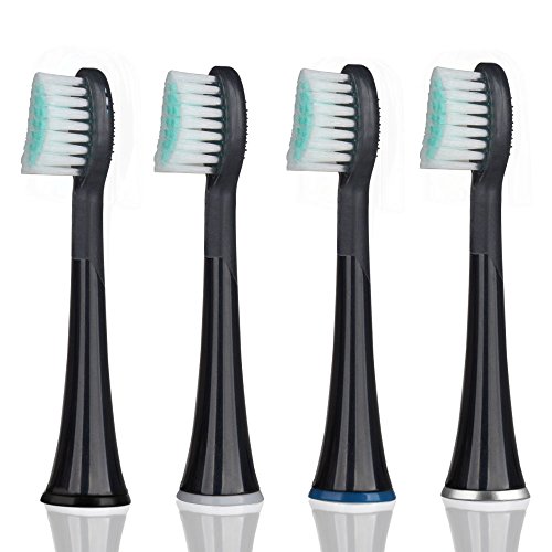 mornwell 4pcs Black Sensitive Replacement Toothbrush Heads with Clear Cap Cover D01B Electric Toothbrush…