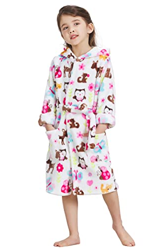 Echery Boys Girls Hooded Pajamas Soft Coral Fleece Bathrobe Unisex Dressing Gown Sleepwear (5, Multicoloured) #TOP2