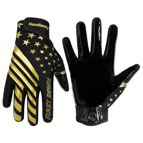 HANDLANDY Youth Football Gloves for Boys Girls, Sticky Wide Receiver Gloves for Kids, Junior Flag Football Gloves