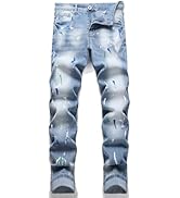 XIMXIMMTIAN Mens Slim Fit Jeans Stretch Ripped Biker Jeans for Men,Fashion Straight Comfort Flex ...