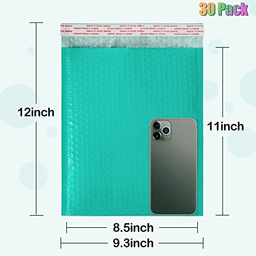 8.5 X 12 Inch Bubble Mailers 30 Pack, Self-Seal Poly Padded Envelope, Waterproof Shipping Bags For Small Business, Teal #TOP1