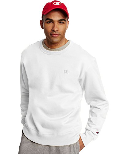 Champion Men s Powerblend Fleece Pullover Sweatshirt_White_S