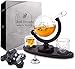 Skull Whiskey Decanter Set with Wooden Base, 2 Skull Glasses Ice Cube Trays - Liquor Dispenser for Liquor, Scotch, Bourbon, Vodka - Perfect Present 850 Milliliter
