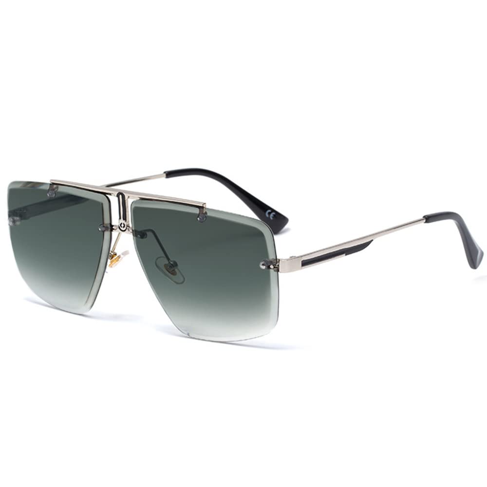 Retro Rectangle Sunglasses For Men Women oversize Frameless Metal Sunglasses