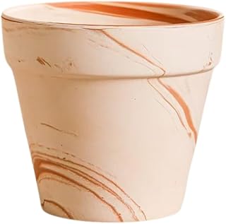 Vintage Boho White Terracotta Flower Pots, Breathable Clay Planters, Roman Decorative Pots for Indoor & Outdoor, Garden Planters for Patio, Balcony Home Décor (Macchiato, 20 * 18cm)