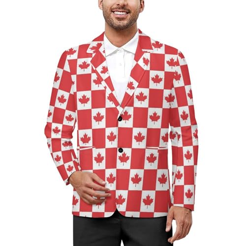Canadian Flag Casual Men's Blazers Two Button Lapel Suits Jacket Lightweight Sport Coats