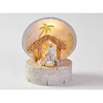 Immagini Nativita Natale.Sacra Famiglia Presepe Bianco Nativita Natale C Led 8x7cm H12 Cm Les29633 Amazon It Casa E Cucina