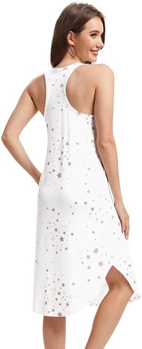 WiWi Nightgowns for Women Bamboo Viscose Super Soft Sleeveless Racerback Night Shirts Plus Size Cooling Sleepshirts S-4X - Image 3
