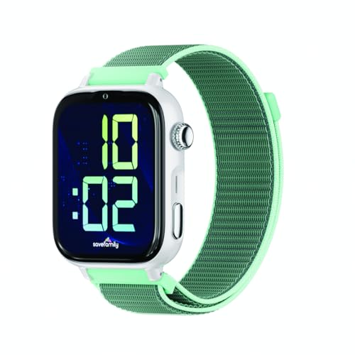 SaveFamily SaveWatch Plus 2 | Reloj Inteligente Niño con Localizador GPS, Llamada, Vídeo, Whatsapp, Spotify, App Store | SIM Incluida - Esfera Blanca y Correa de Tela Ocean