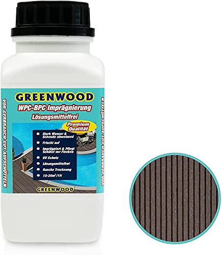 Greenwood WPC & BPC Impregnante marrone scuro per terrazze 750 ml Protezione UV Eco privo di solventi