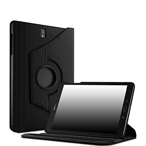 360 Degree Rotate PU Leather Smart Case Cover (Swivel Stand) for Samsung Tab S3 9.7 Inch SM T820, T825 Black