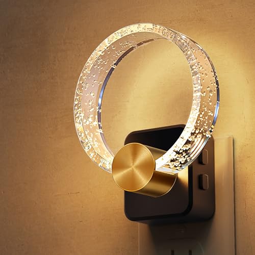 Image of L LOHAS LED Night Lights Plug into Wall, Plug in Night Light with Light Sensor, 3000K Soft White, 0-100LM Brightness Adjustable, Bubble Nightlight for Bathroom Bedroom Hallway