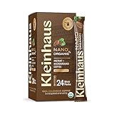 Kleinhaus Organic Medium Roast Nano Instant Coffee Packets + Microground | 100% Colombian Arabica Coffee | Freeze dried | Fresh Brewed Taste | 24 Single-Serve Packets