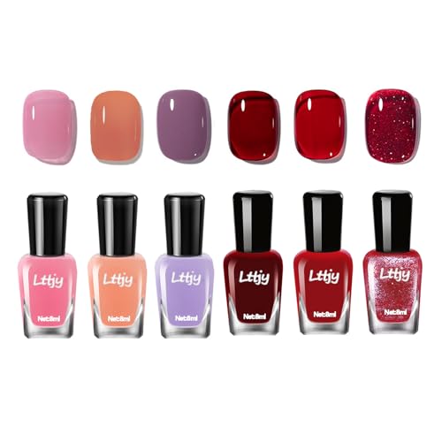 Glitter Nail Polish Sets - 6 Colors, Long Lasting & Quick Dry, No UV Lamp - Perfect For Women's Nail Art DIY Home Salon